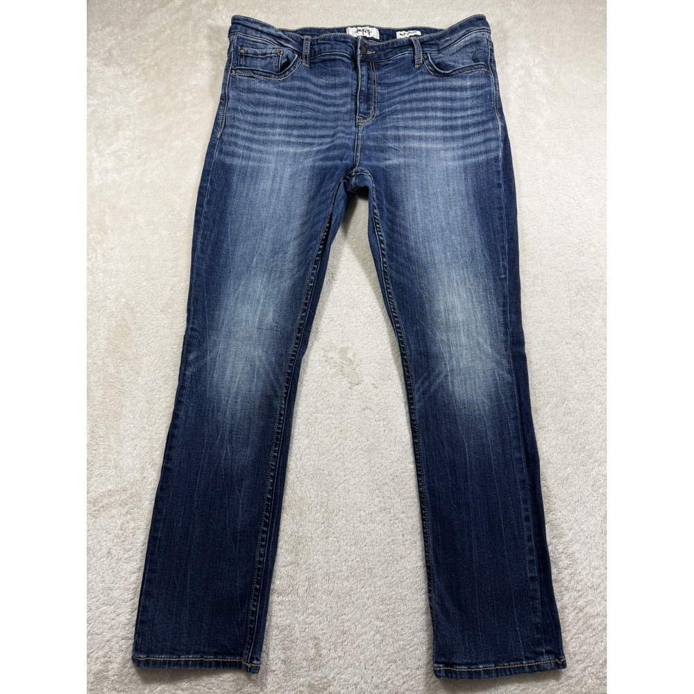 Daytrip Womens Mila Straight Distressed Blue Denim Jeans 34R Meas: 38x31.5